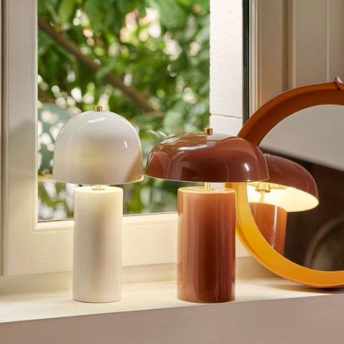 Luminária de mesa - Nameko - CFOC - em latão escovado / em porcelana / contemporânea