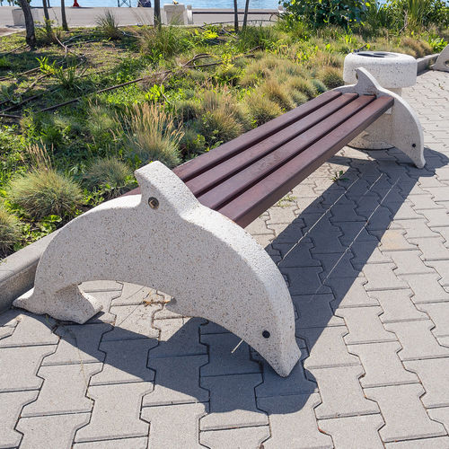 Banco para espaço público de design original - DOLPHIN - Encho Enchev - ETE - em madeira / em concreto de alto desempenho / em concreto reforçado com fibras