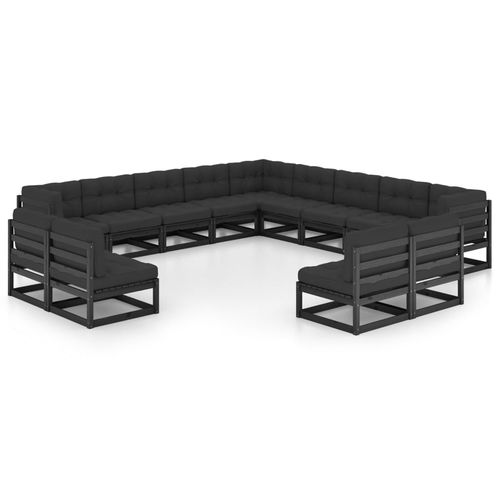 Conjunto de jardim contemporâneo - vidaXL 13-tlg : 3076958 - desayo - em pinho / em madeira maciça / em tecido