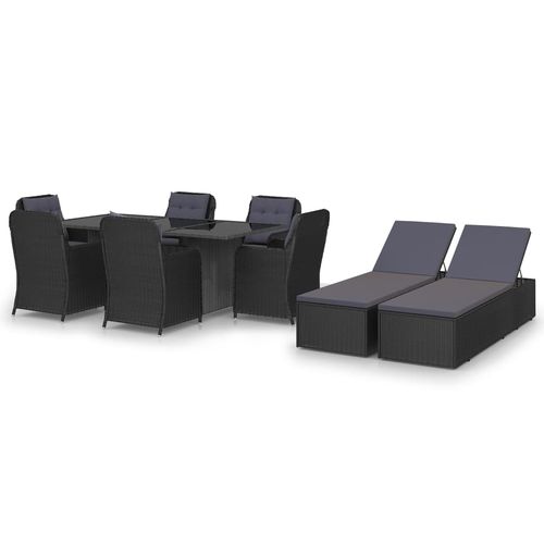 Conjunto de mesa e cadeiras contemporâneo - vidaXL 9-tlg : 3059481 - desayo - de jardim / em aço revestido a pó / em vidro