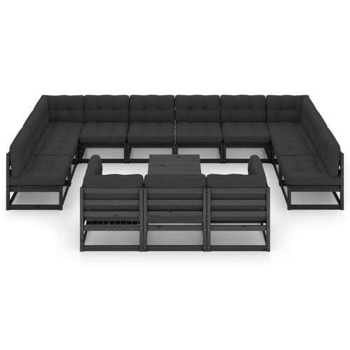 Conjunto de jardim contemporâneo - vidaXL 14-tlg : 3077293 - desayo - em pinho / em madeira maciça / em tecido