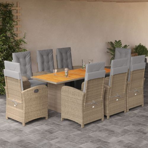 Conjunto de mesa e cadeiras contemporâneo - vidaXL 9-tlg : 3212511 - desayo - de jardim / para pátio / em tecido