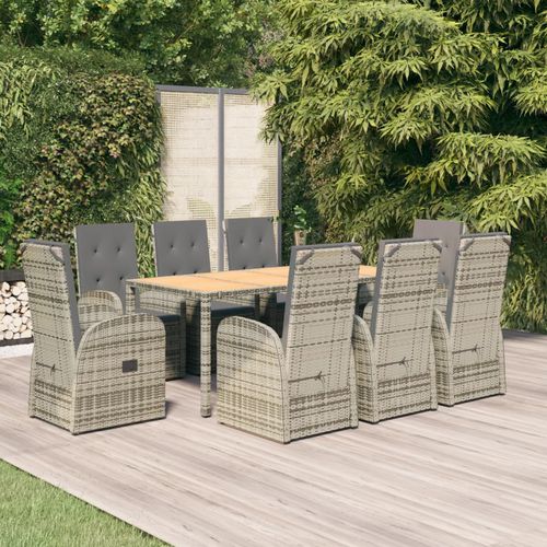 Conjunto de mesa e cadeiras contemporâneo - vidaXL 9-tlg : 3157589 - desayo - de jardim / em tecido / em acácia