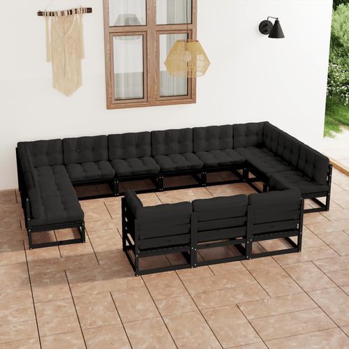 Conjunto de jardim contemporâneo - vidaXL 13-tlg : 3077288 - desayo - em pinho / em madeira maciça / em tecido