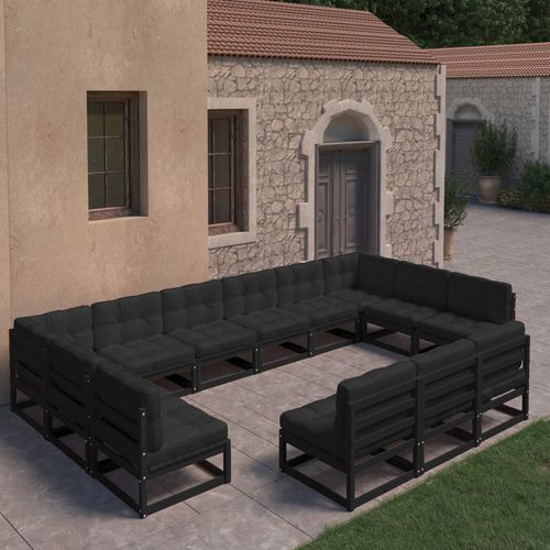 Conjunto de jardim contemporâneo - vidaXL 13-tlg : 3077248 - desayo - em pinho / em madeira maciça / em tecido