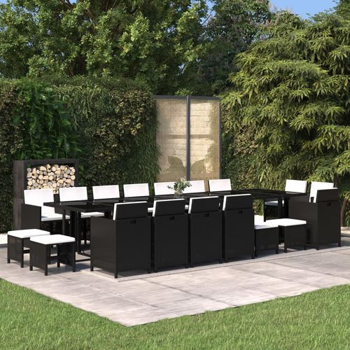 Conjunto de mesa e cadeiras contemporâneo - vidaXL 19-tlg : 3095642 - desayo - de jardim / em tecido / em aço revestido a pó