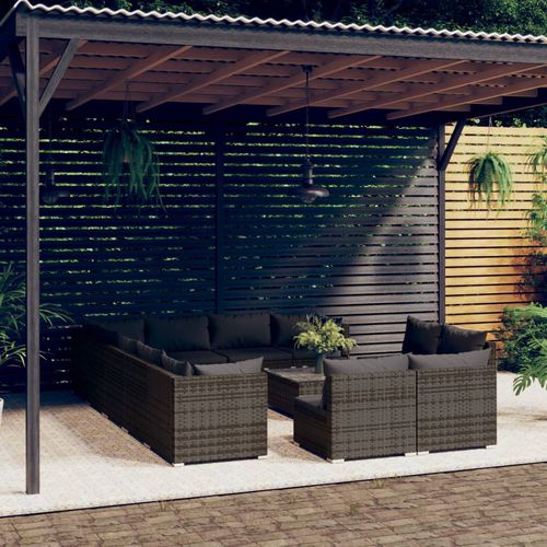 Conjunto de jardim contemporâneo - vidaXL 13-tlg : 3102853 - desayo - em ratã sintético / em aço revestido a pó / em tecido