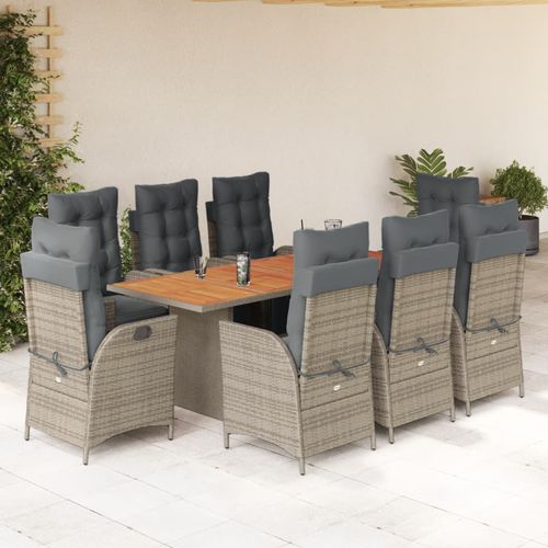 Conjunto de mesa e cadeiras contemporâneo - vidaXL 9-tlg : 3213371 - desayo - de jardim / para pátio / em acácia