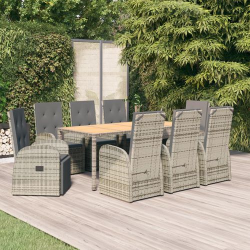 Conjunto de mesa e cadeiras contemporâneo - vidaXL 9-tlg : 3157590 - desayo - de jardim / em tecido / em acácia