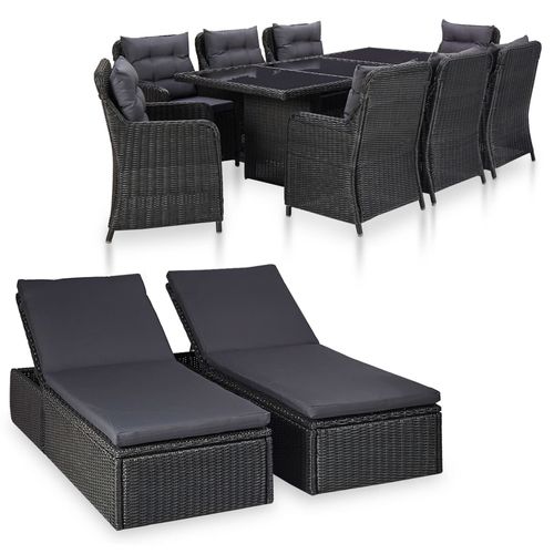 Conjunto de mesa e cadeiras contemporâneo - vidaXL 11-tlg : 3057811 - desayo - de jardim / para pátio / em aço revestido a pó