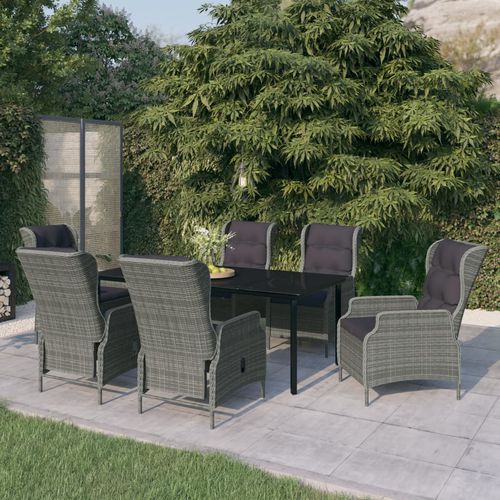 Conjunto de mesa e cadeiras contemporâneo - vidaXL 7-tlg : 3099647 - desayo - de jardim / para pátio / em tecido