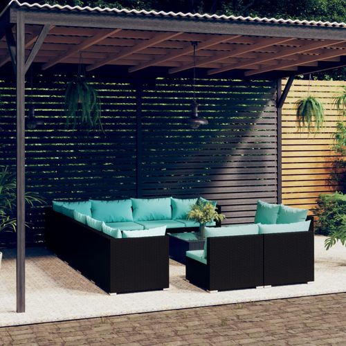 Conjunto de jardim contemporâneo - vidaXL 13-tlg : 3102849 - desayo - em ratã sintético / em aço revestido a pó / em vidro