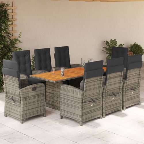 Conjunto de mesa e cadeiras contemporâneo - vidaXL 9-tlg : 3212280 - desayo - de jardim / para pátio / em tecido