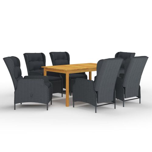 Conjunto de mesa e cadeiras contemporâneo - vidaXL 7-tlg : 3067841 - desayo - de jardim / em tecido / em acácia