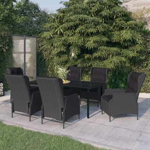 Conjunto de mesa e cadeiras contemporâneo - vidaXL 7-tlg : 3099641 - desayo - de jardim / para pátio / em aço revestido a pó