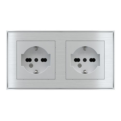 Tomada elétrica - EK-PWS-IT - ekinex® - dupla / de parede / metálica