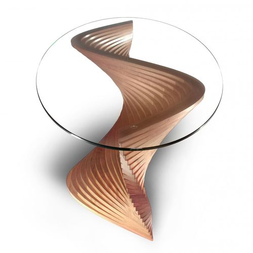 Mesa de centro de design original - SIDEWINDER II - David Tragen - em vidro / com base em cerejeira / oval