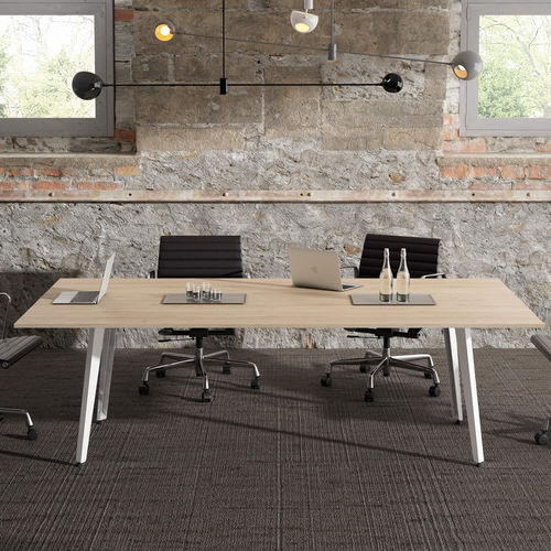 Mesa de reunião contemporânea - ORGANOVA - EMOBOK - em laminado melamínico / com base metálica / retangular