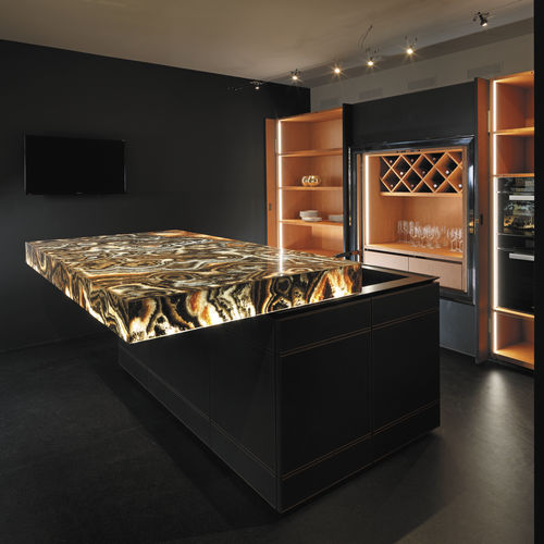 Tampo de bancada de design original - CALIFORNICATION  - Elite Stone - em ônix / para cozinha / preto