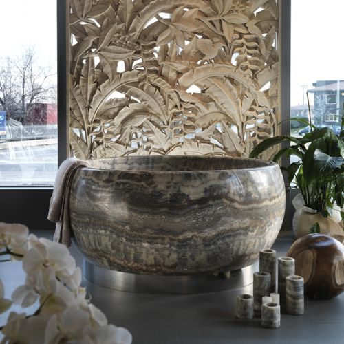 Banheira redonda - VICTORIA  - Elite Stone - freestanding / para residência / em ônix