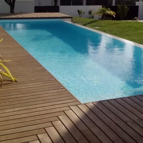 Tábua de deck em plástico reciclado - Extruplas - marrom / à prova de água / efeito de madeira