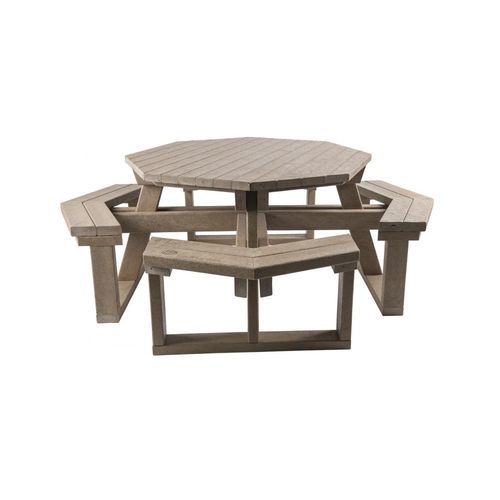 Conjunto de mesa e bancos contemporâneo - Octogonal - Extruplas - em plástico reciclado / para ambiente externo / para espaço público