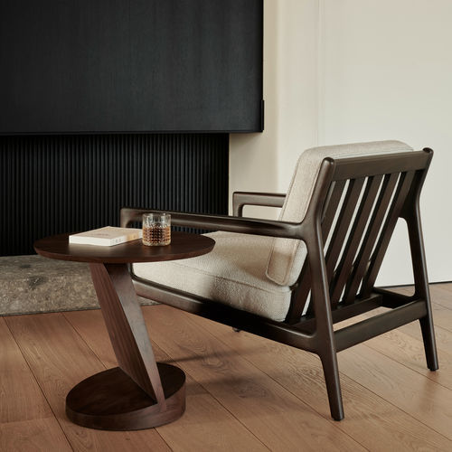 Mesa lateral contemporânea - Oblic  - ETHNICRAFT - em teca / com base em teca / redonda