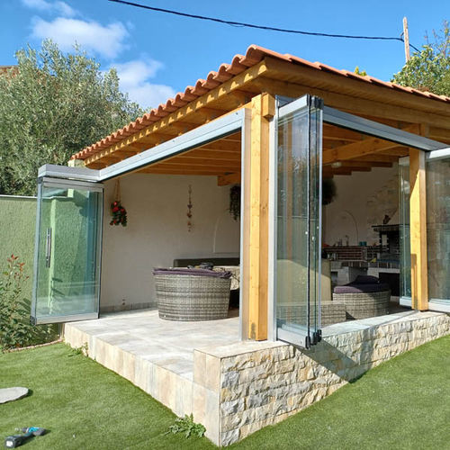 Porta camarão de vidro - IN AGIOS STEFANOS - Atrio Glass Doors - em cristal / com vidro duplo / dupla