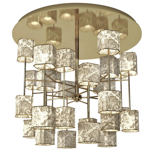 Lustre contemporâneo - Roses Lotus - Fertini Casa - metálico / em latão / em seda