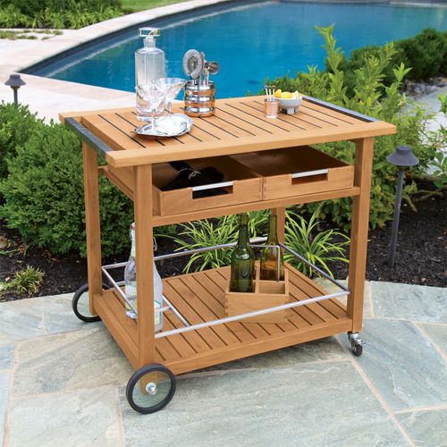 Carrinho de chá da linha residencial - CUCINA : 4828 - COUNTRY CASUAL TEAK - de jardim / em teca / em aço inoxidável