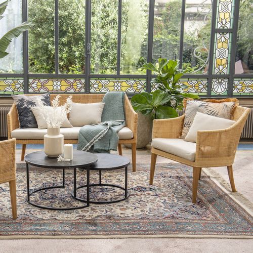 Poltrona contemporânea - SAIGON - KOK Maison - em algodão / em linho / em teca