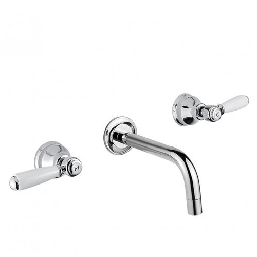 Misturador bicomando para lavatório - BDM-MBR-309-W - BAGNODESIGN - de parede / em metal cromado / para banheiro