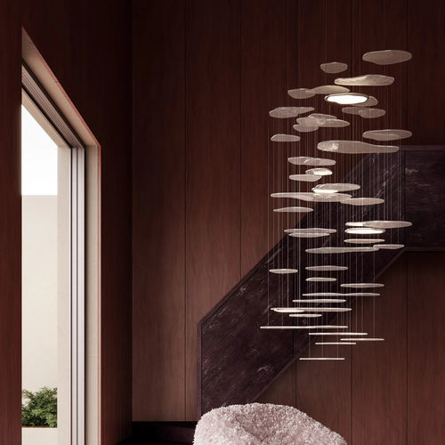 Lustre contemporâneo - Bruma Cascade 185 - Giopato & Coombes - em alumínio / em vidro de Murano / da linha comercial