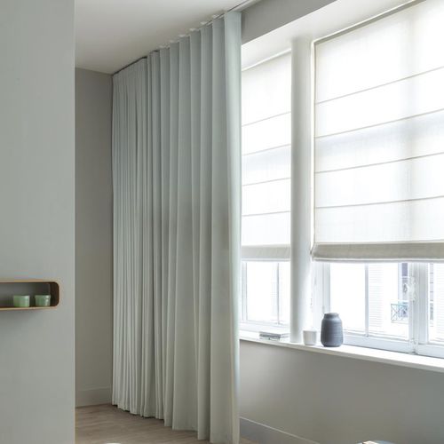 Tecido para cortinas - JEST - FR-One - de cor lisa / em poliéster retardante de chama / lavável