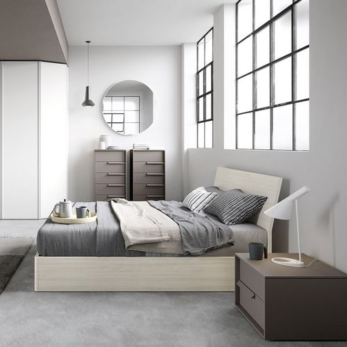 Cama de casal - THUN - cinquanta3 - contemporânea / com cabeceira / em madeira laqueada