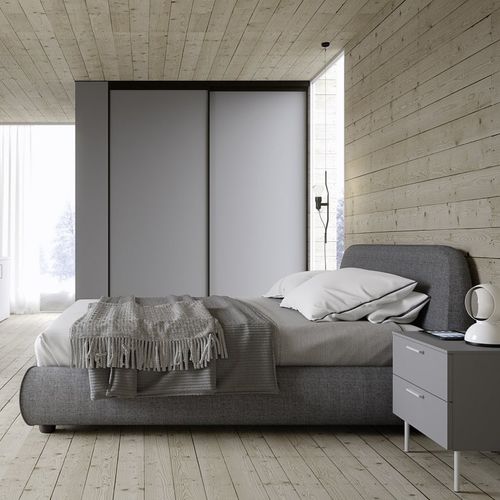Cama de casal - KORA - cinquanta3 - contemporânea / estofada / com cabeceira