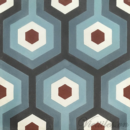 Ladrilho hidráulico fosco - V20-209 - Viet Tiles Corporation - para ambiente interno / de piso / de parede