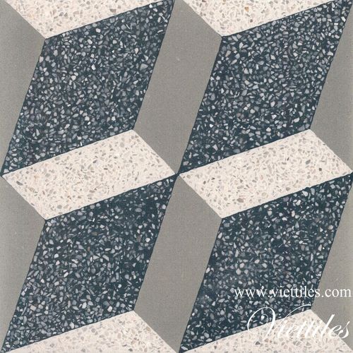 Ladrilho hidráulico efeito terrazzo - VT20-008 - Viet Tiles Corporation - fosco / para ambiente interno / de piso