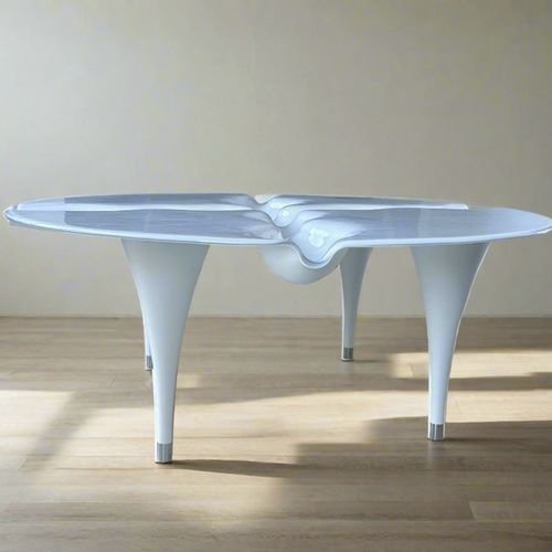 Mesa contemporânea - LUNA - PlusObject - em vidro / com base em vidro / da linha comercial