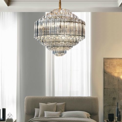 Lustre contemporâneo - LUX - K-LIGHTING - em vidro / em aço inoxidável / para 8 lâmpadas