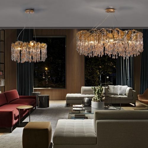 Lustre contemporâneo - LINE SCULPTURE SMALL - K-LIGHTING - em vidro / em alumínio / para 6 lâmpadas