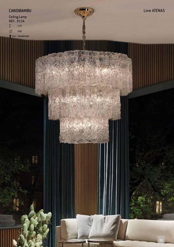 Lustre contemporâneo - LINE ATENAS - K-LIGHTING - em vidro / em latão polido / da linha comercial