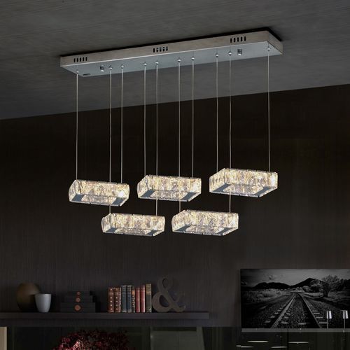 Lustre contemporâneo - LINE TAPLED - K-LIGHTING - em cristal / em aço inoxidável / da linha comercial