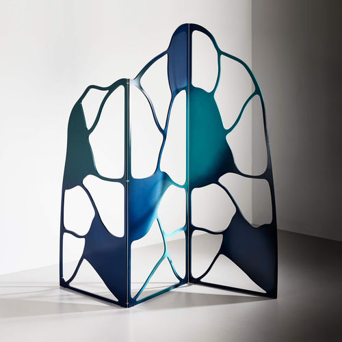 Biombo contemporâneo - Papillon - TOM FAULKNER - em alumínio / 3 asas / marrom