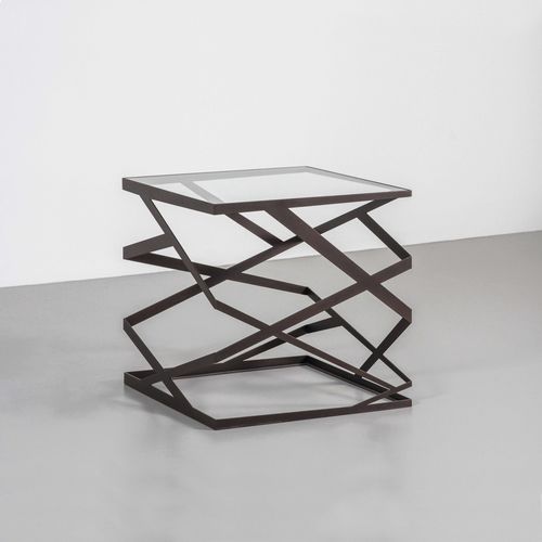 Mesa lateral contemporânea - Ariel - TOM FAULKNER - em vidro / em mármore / com base em aço