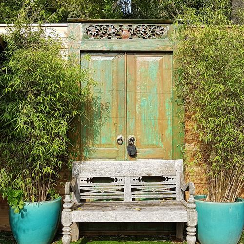 Porta para ambiente externo - EFFET VIEILLI - Teck Time - em teca / de abrir