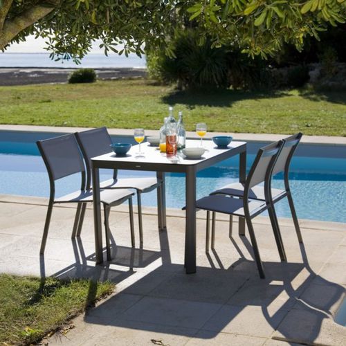 Mesa de jantar contemporânea - MISTRAL - Ezeis - em HPL / com base em alumínio / retangular