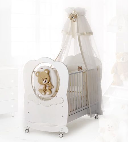 Cama de bebê contemporânea - ABBRACCI - Baby Expert - com rodízios / em madeira