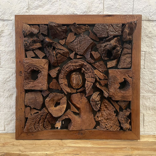 Painel decorativo em teca - GIORGIO - ARRELART - de parede / envernizado / sustentável
