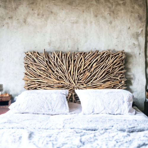 Cabeceira para cama de casal - TULUM - ARRELART - de design original / em madeira / incolor